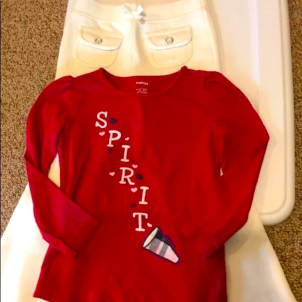 New Gymboree white pants red top set girl 4 cheerleader style cute outfit UNWORN
